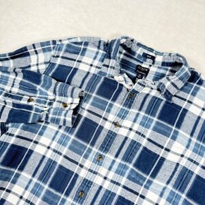 J. Crew Slim Fit Flannel Plaid Long Sleeve Shirt Men's XL Blue White
